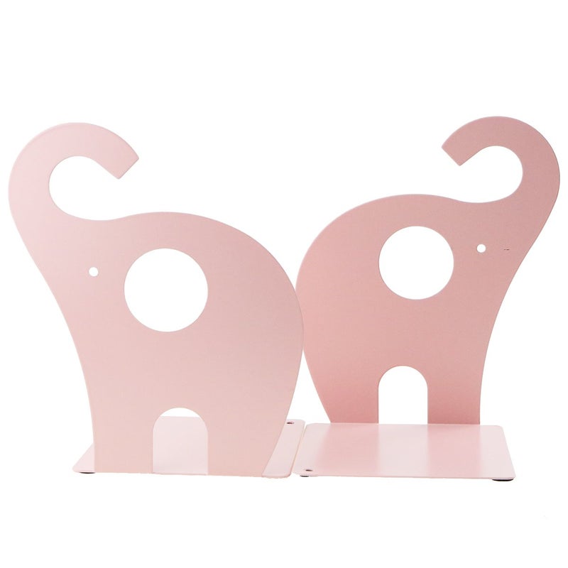 Apol Cartoon Elephant Pattern Book Organizer Cute Metal Bookends for Kids School Library Desk Study Home Office Decoration Gift (Pink) - Image 4